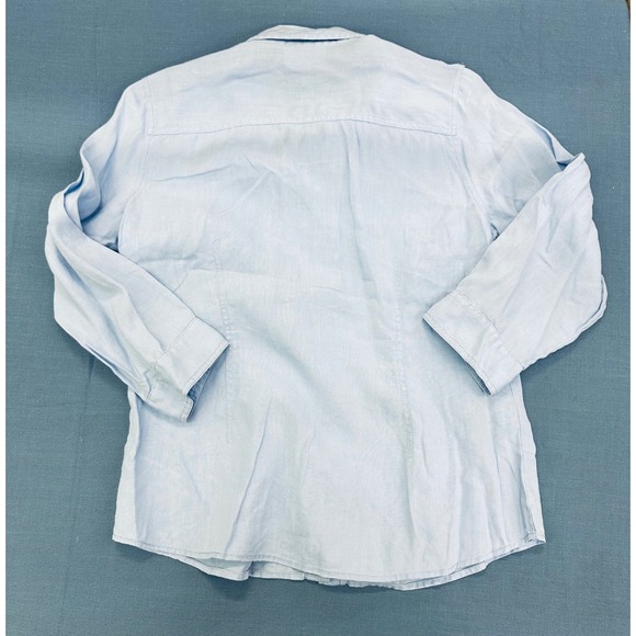 Liz Claiborne Lizwear Light Blue Denim Button Down UP Shirt Long Sleeve L - Picture 6 of 6